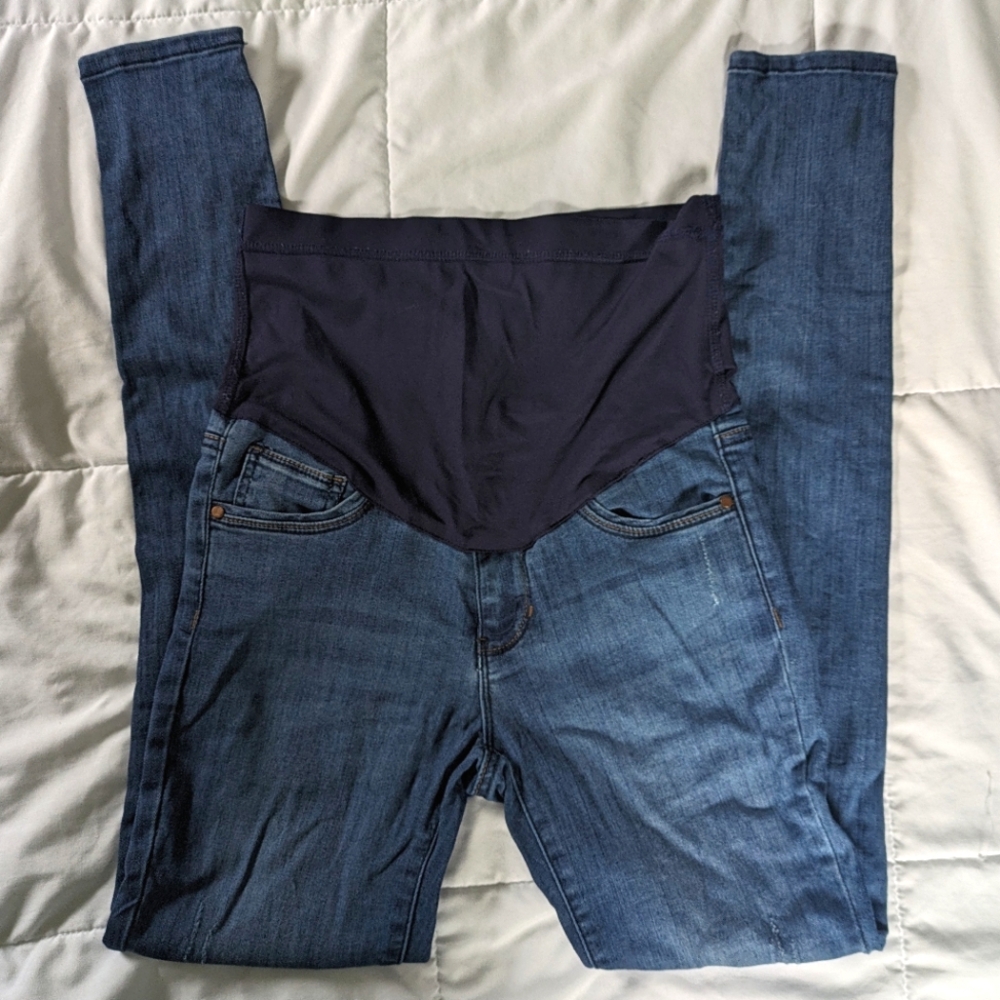 PinkBlush Navy Distressed Skinny Stretch Denim Maternity Jeans